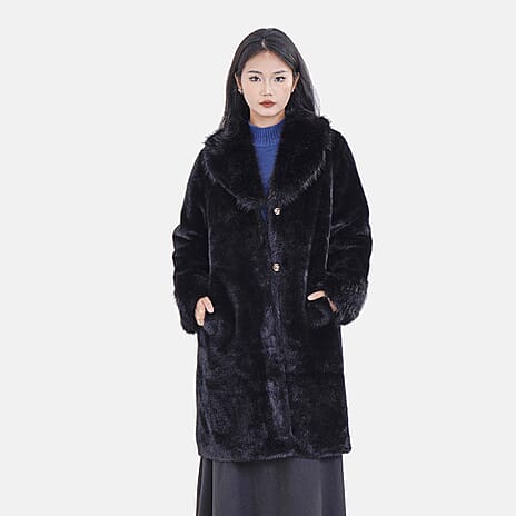 La Marey Faux Fur Coat (Size S-M) - Black