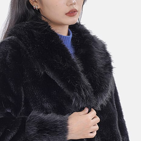 La Marey Faux Fur Coat (Size S-M) - Black