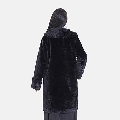 La Marey Faux Fur Coat (Size L-XL) - Black