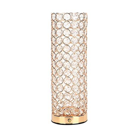 Cylinder Shape Crystal Touch Control LED Table Lamp - Gold - Transparent