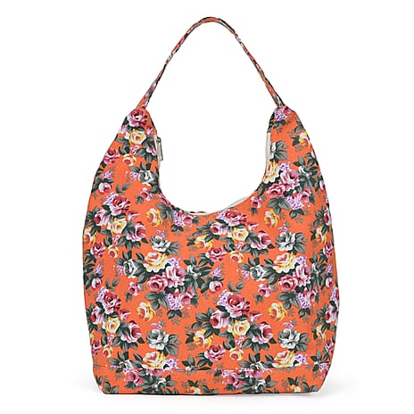 Floral Slouch Tote Bag - Orange