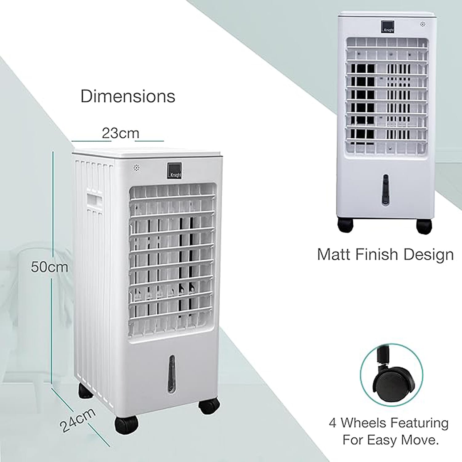 Portable 4L Air Cooler with Remote Control, 3-Speed Settings, Smooth Touch Panel Display