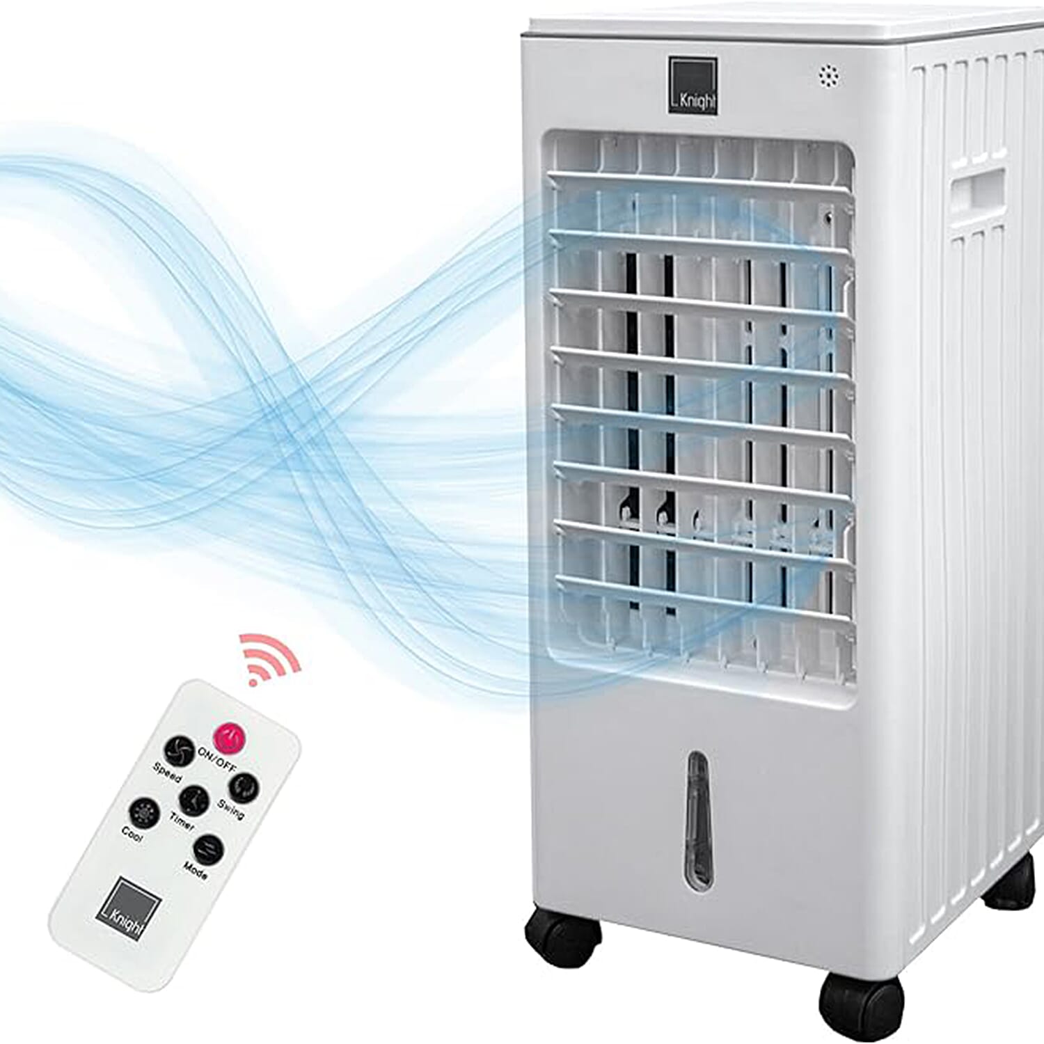 Summer Exclusive Deal - Portable 4L Air Cooler Fan with Remote Control 3 Speed Settings and Control Smooth Touch Panel Display