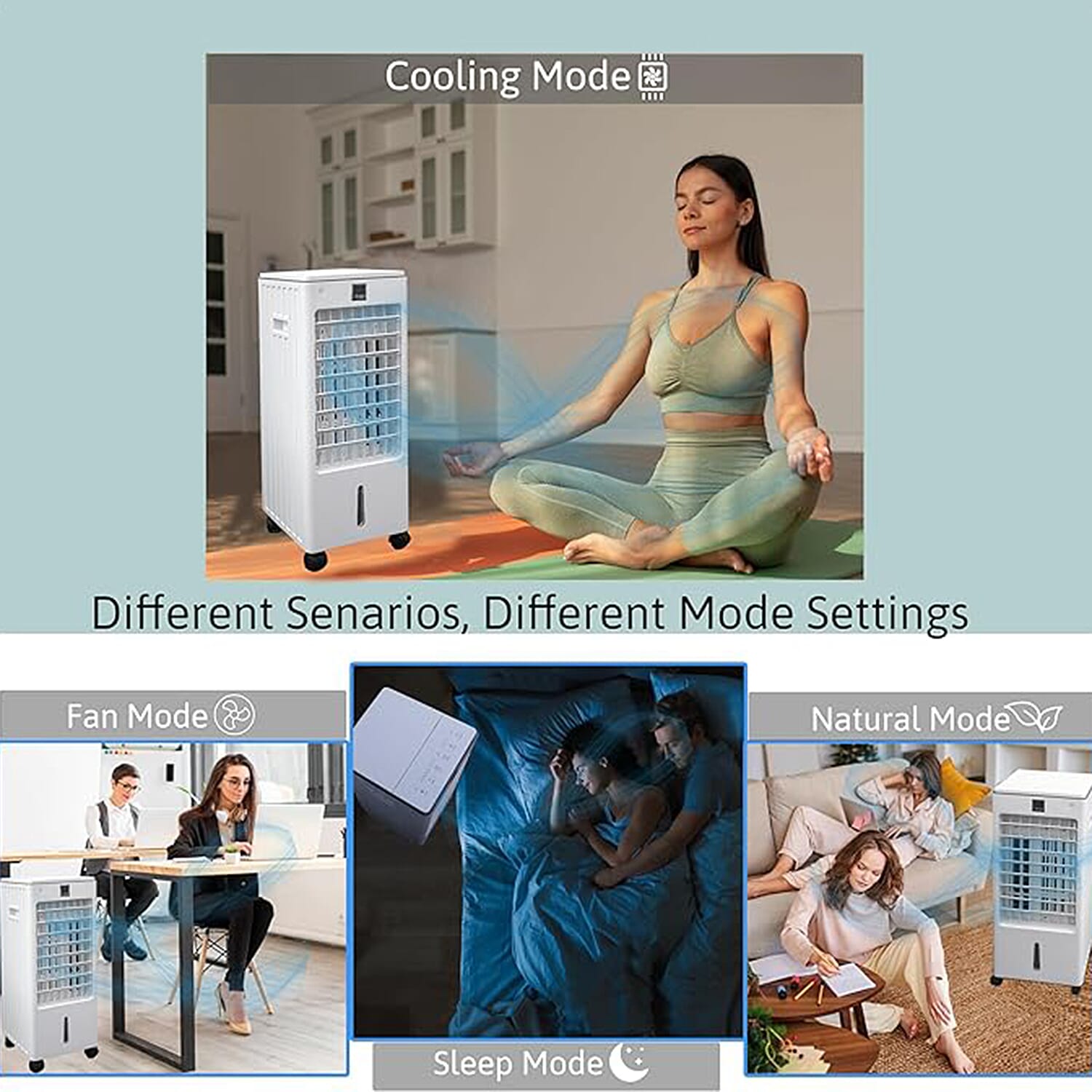 Summer Exclusive Deal - Portable 4L Air Cooler Fan with Remote Control 3 Speed Settings and Control Smooth Touch Panel Display