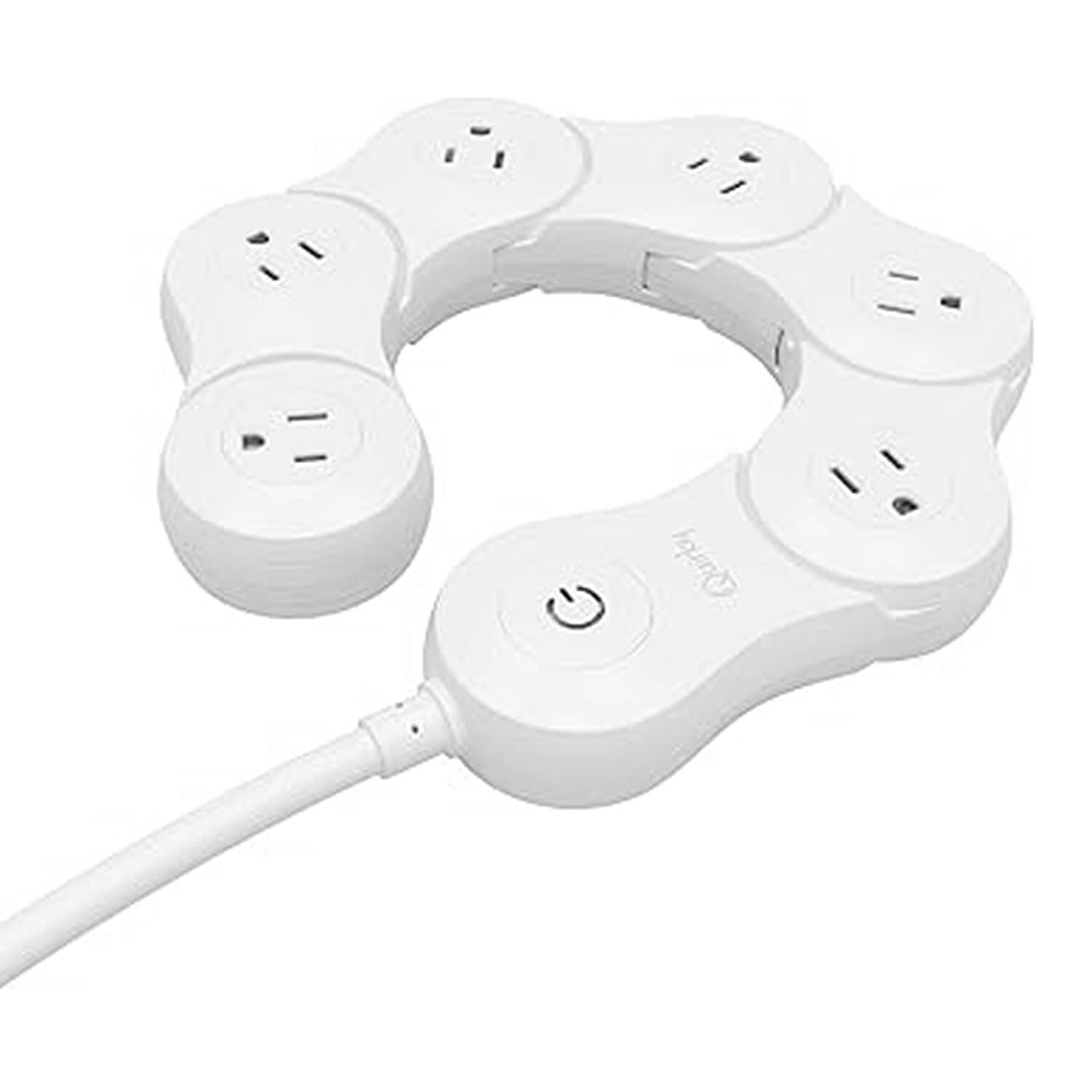 Closeout Deal - Quirky Pivot Flexible Power Strip 6 White Surge Protect- White