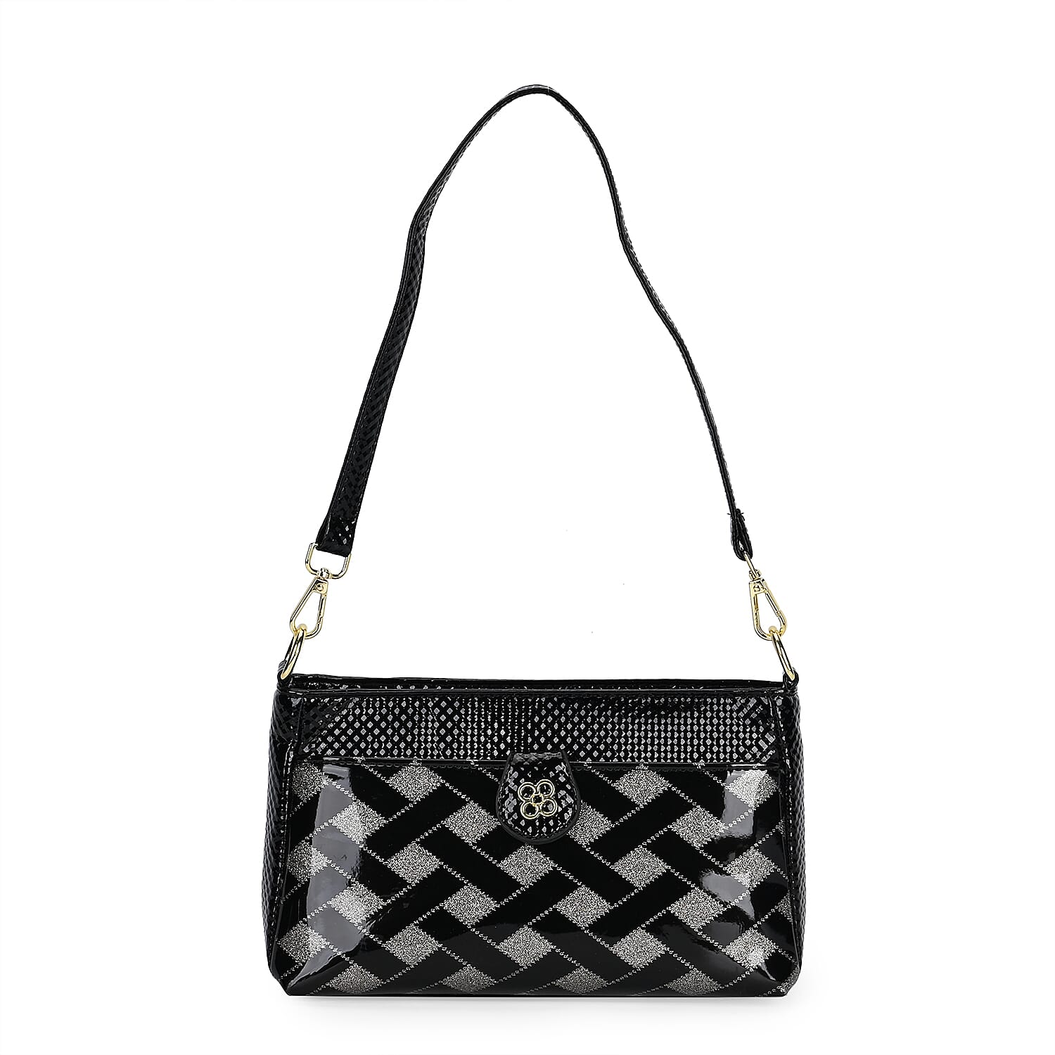 Checkered Crossbody Bag - Black