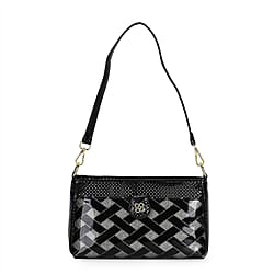 Leopard Patterned Crossbody Bag - Black