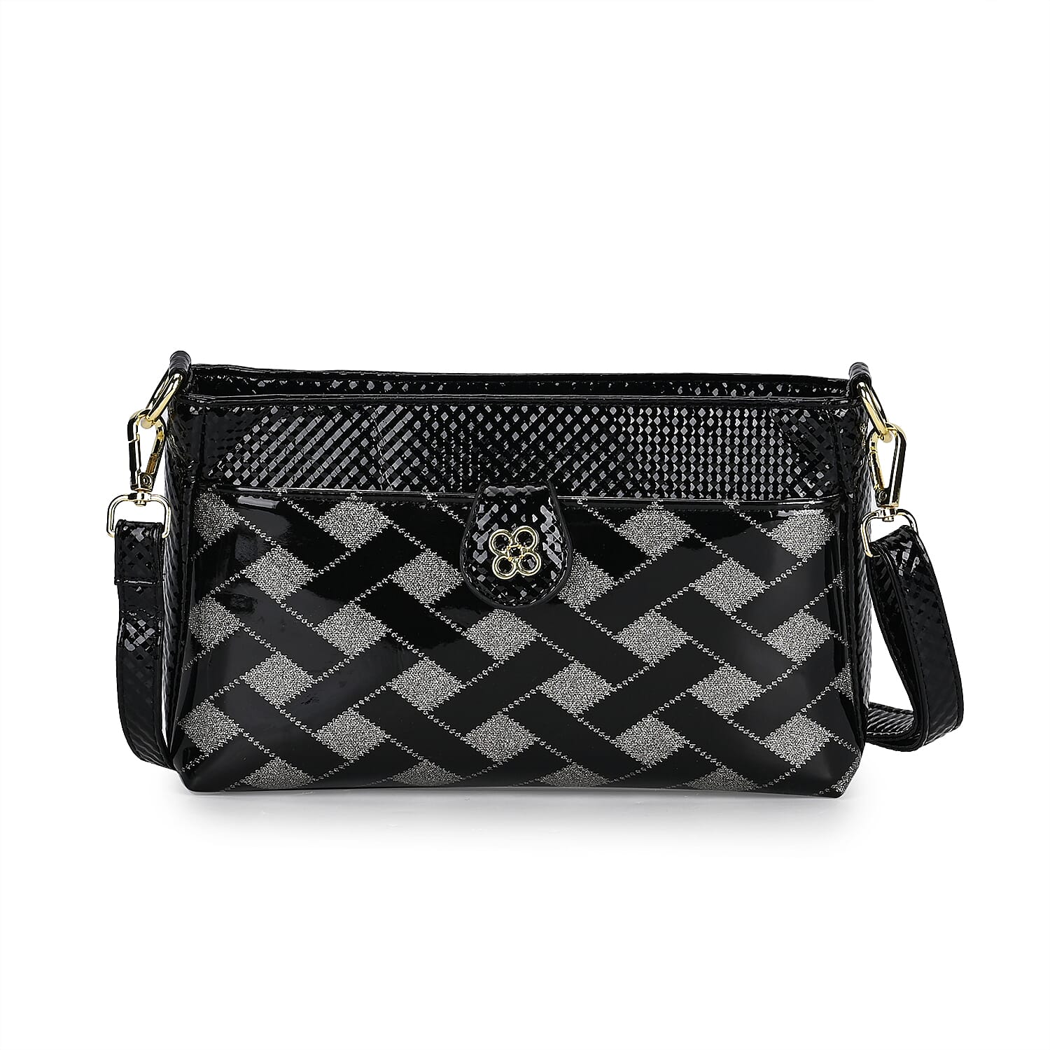 Checkered Crossbody Bag - Black