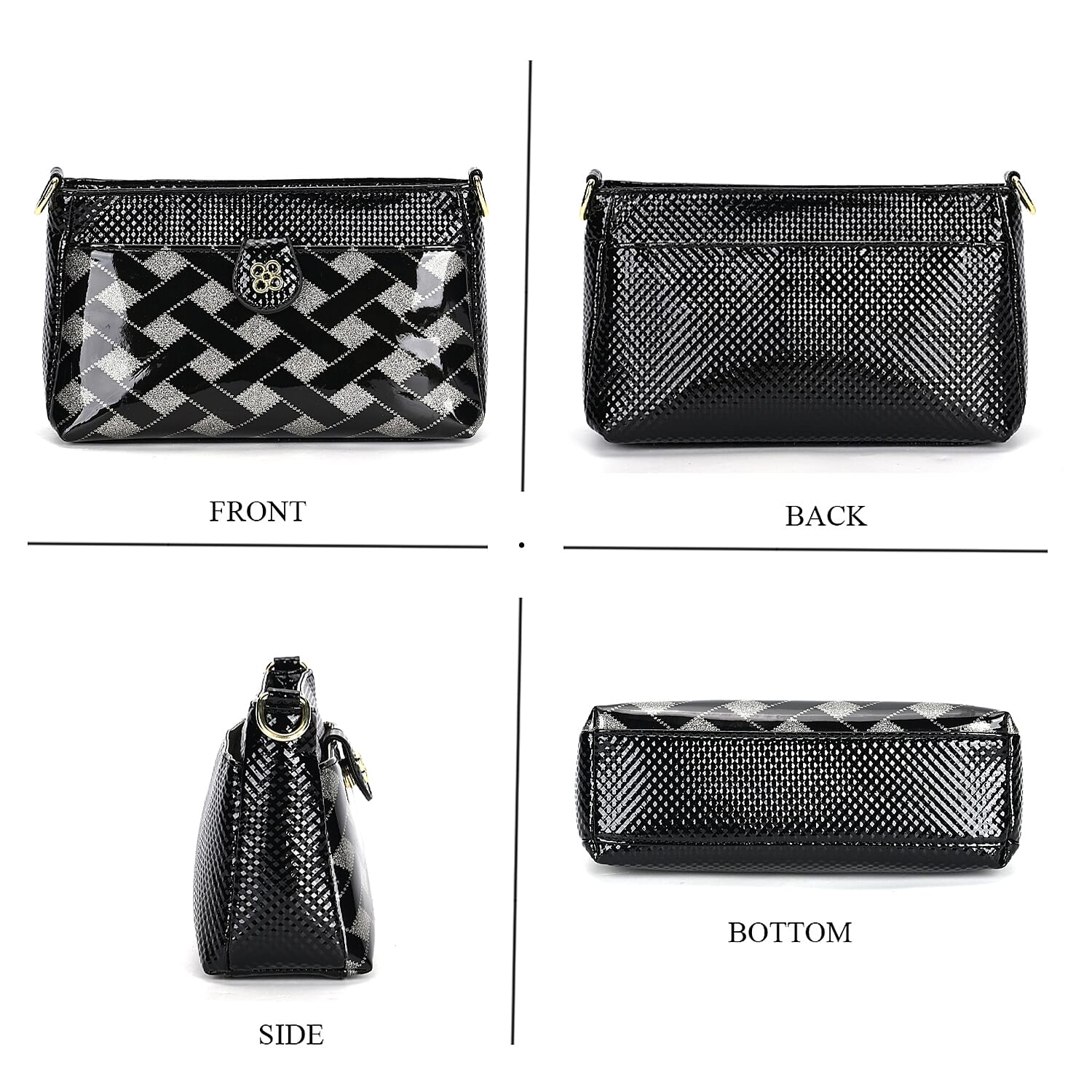 Checkered Crossbody Bag - Black