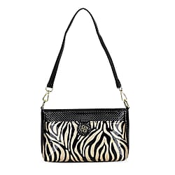 Leopard Patterned Crossbody Bag - Black