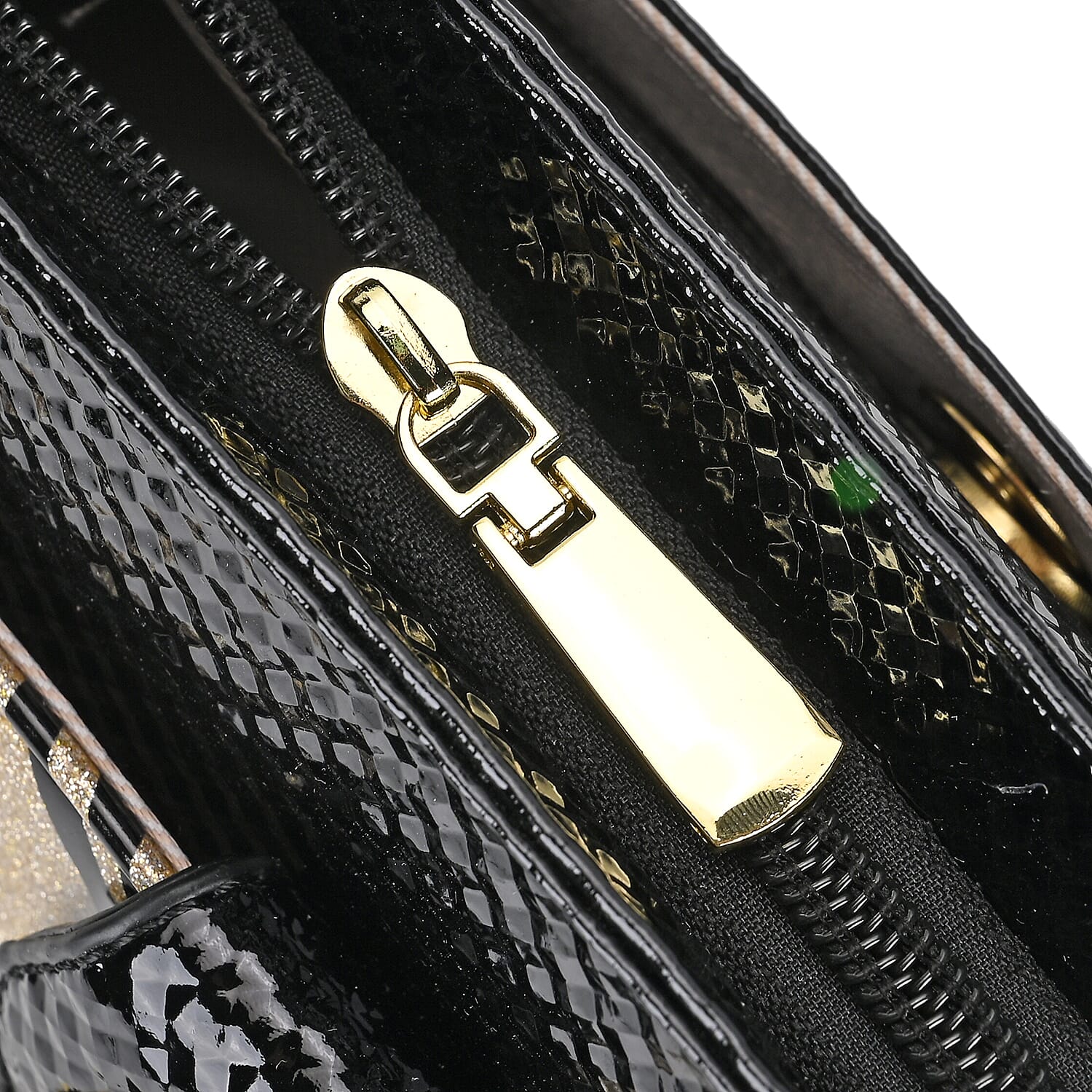 Zebra Patterned Crossbody Bag - Black