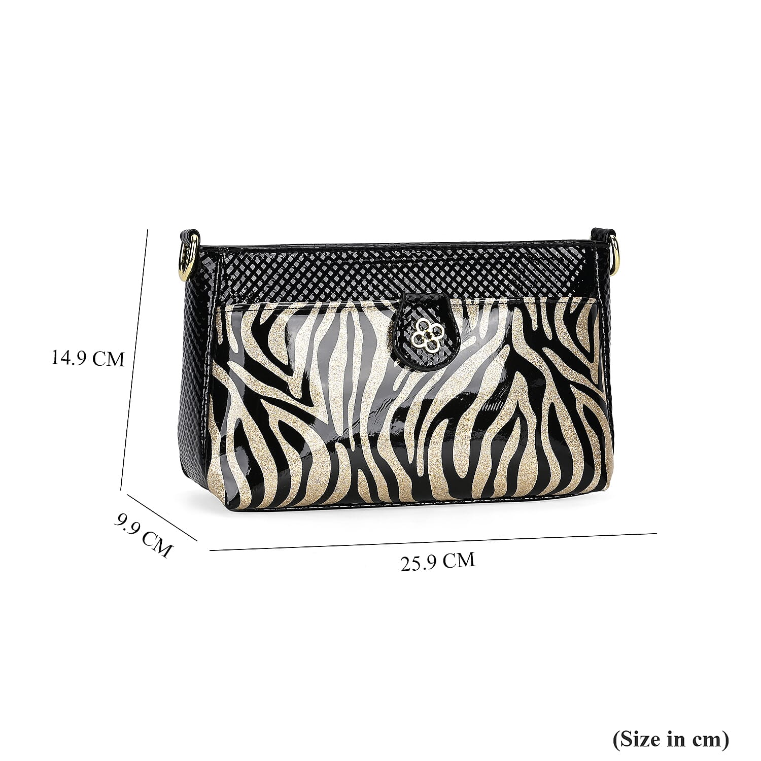 Zebra Patterned Crossbody Bag - Black