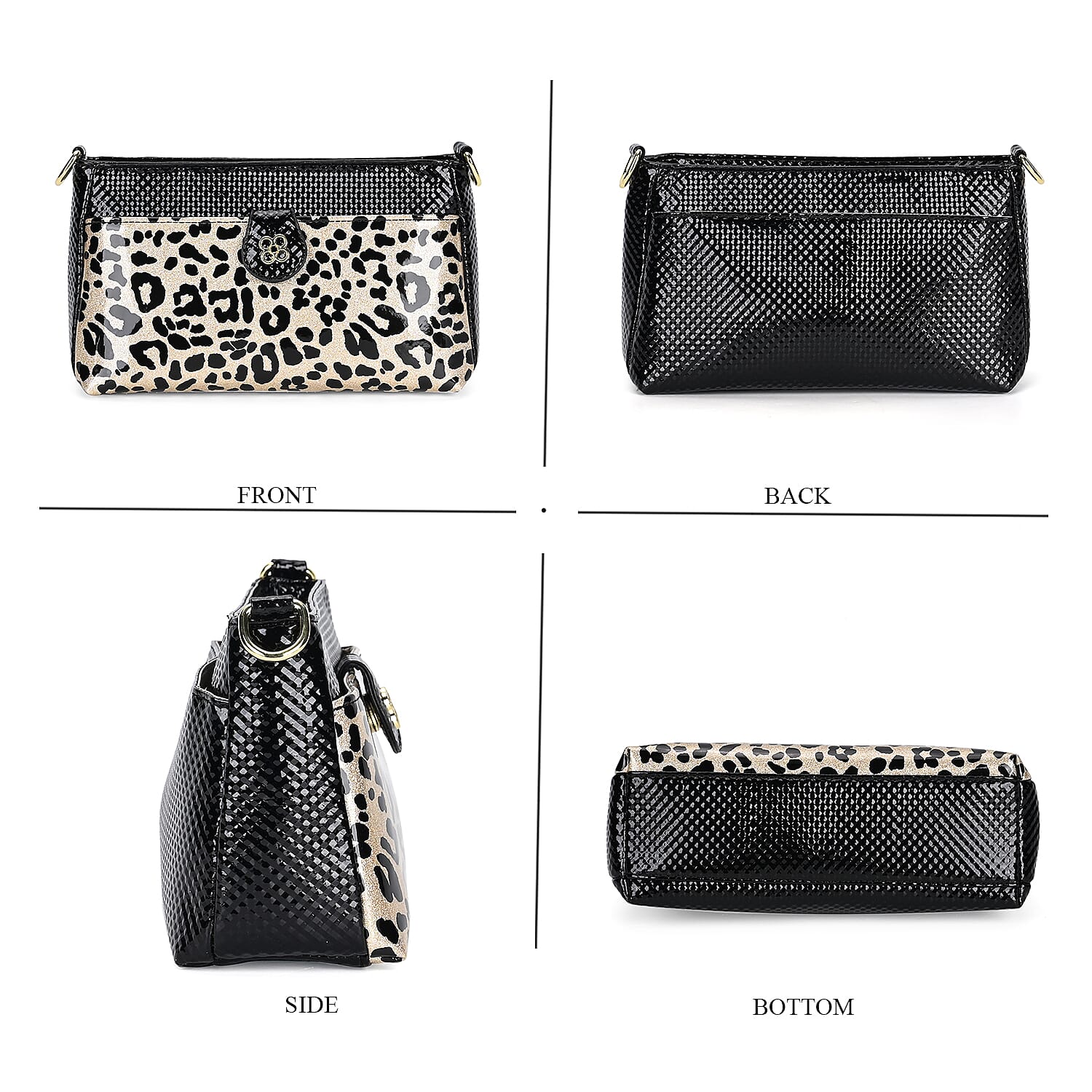 Leopard Crossbody Bag - Black