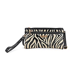 Leatherette Leopard Pattern Crossbody Bag - Gold Leopard