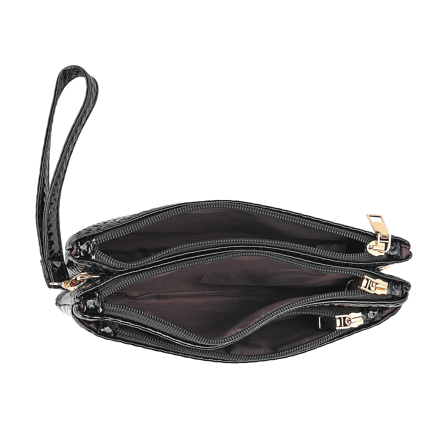 Leatherette Zebra Pattern Crossbody Bag - Gold Zebra