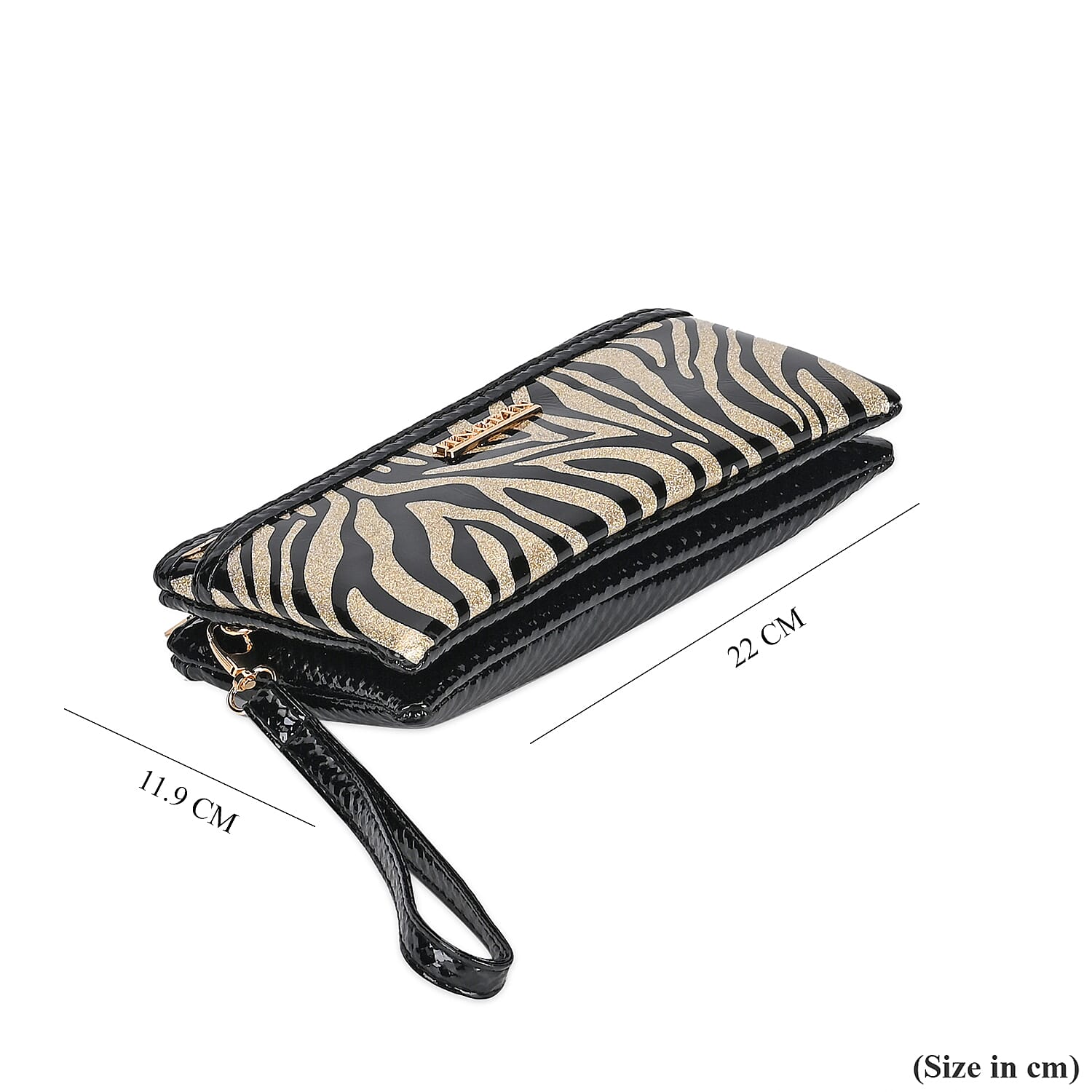Leatherette Zebra Pattern Crossbody Bag - Gold Zebra