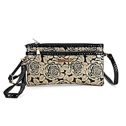 Leatherette Leopard Pattern Crossbody Bag - Gold Leopard