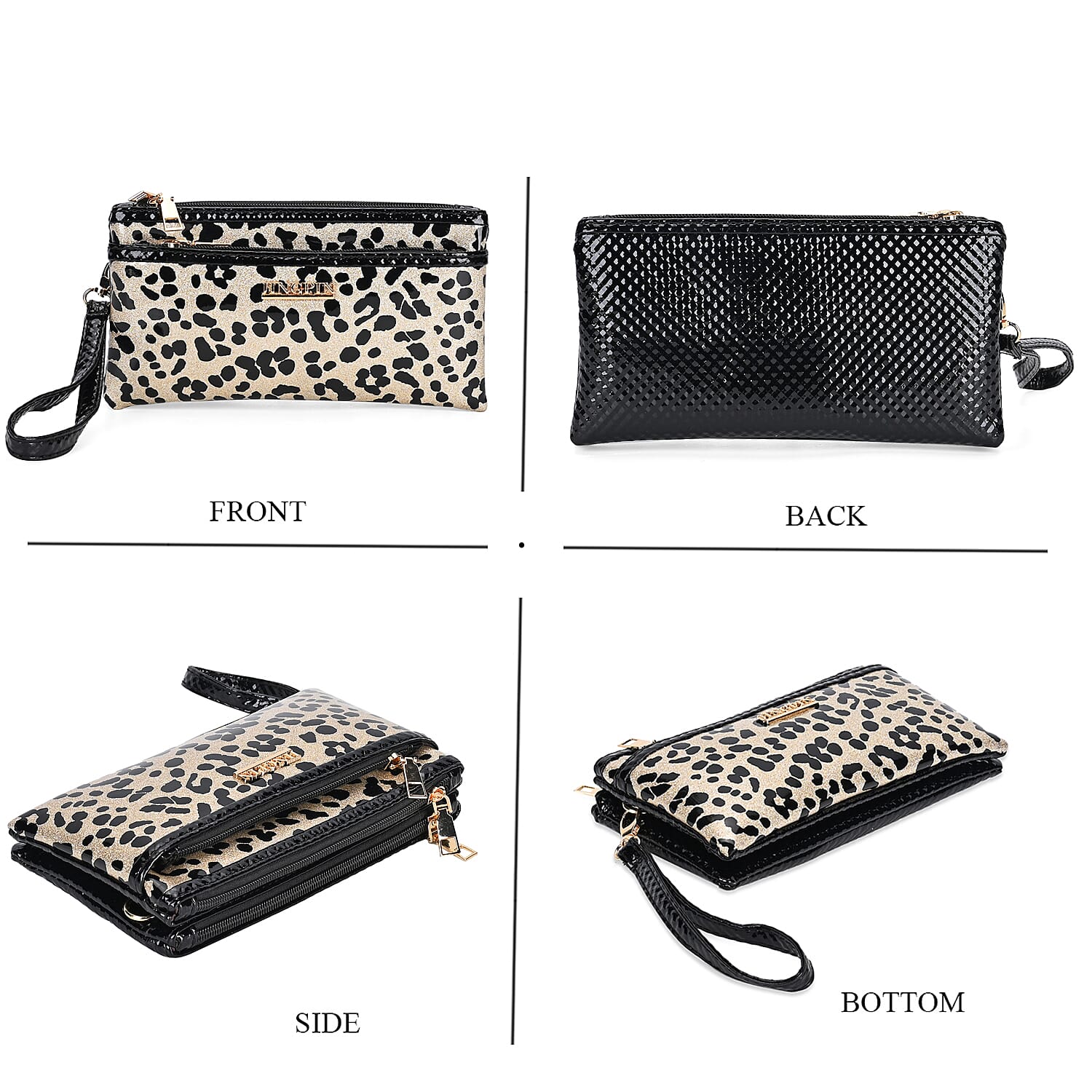 Leatherette Leopard Pattern Crossbody Bag - Gold Leopard