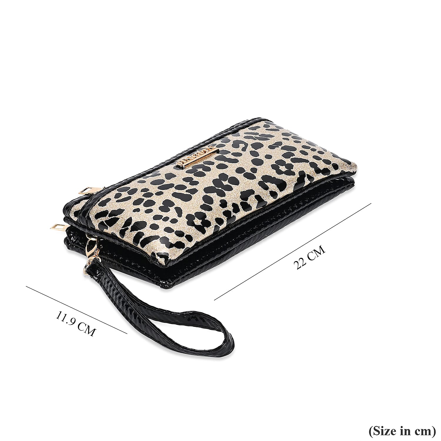 Leatherette Leopard Pattern Crossbody Bag - Gold Leopard