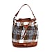 Crossbody Checkered Bucket Bag (Size 22x18x25 cm) - Red & Beige