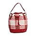 Crossbody Checkered Bucket Bag (Size 22x18x25 cm) - Red & Beige