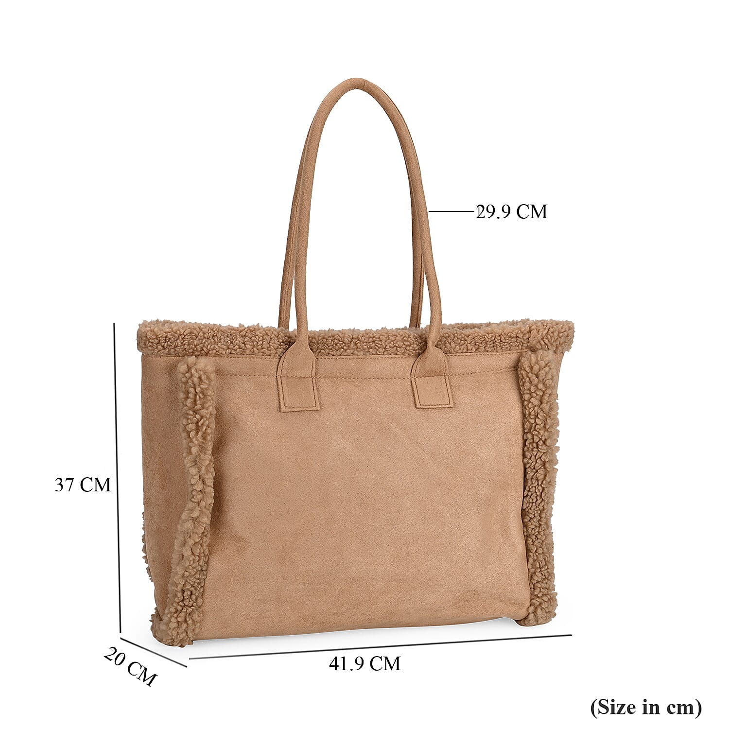 Winter Fashion Closeout - Faux Fur Plush LARGE Tote Bag - Brown