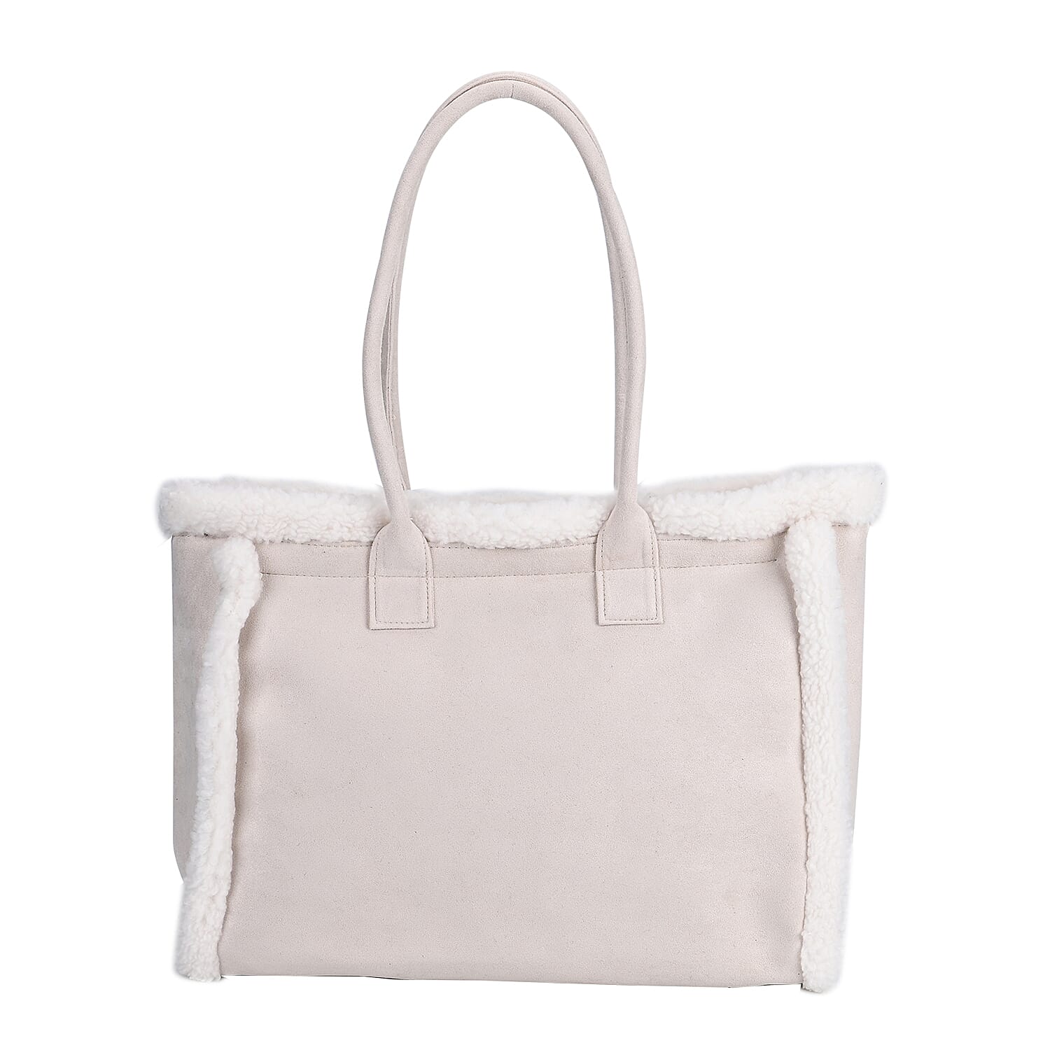 Winter Fashion Closeout - Faux Fur Plush Large Tote Bag - Beige