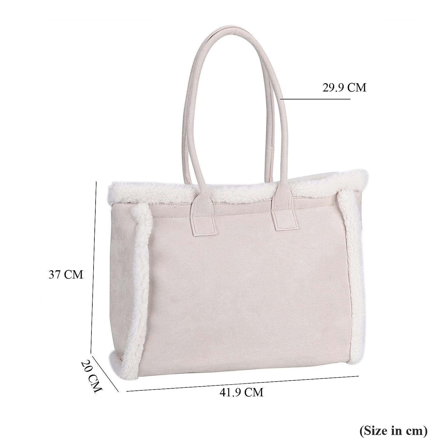 Winter Fashion Closeout - Faux Fur Plush Large Tote Bag - Beige