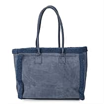 Winter Fashion Closeout - Faux Fur Plush LARGE Tote Bag - Blue