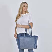 Winter Fashion Closeout - Faux Fur Plush LARGE Tote Bag - Blue