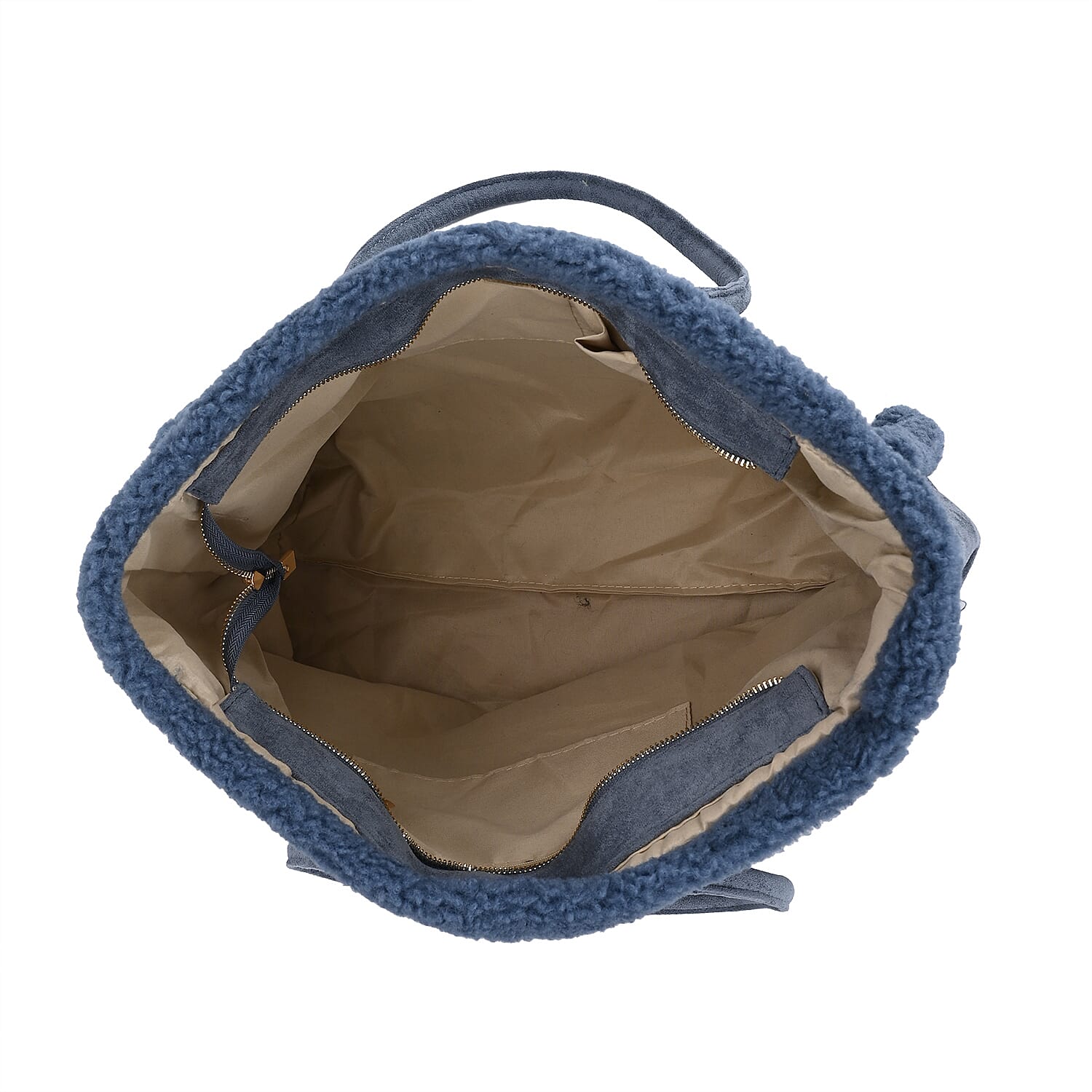 Winter Fashion Closeout - Faux Fur Plush LARGE Tote Bag - Blue