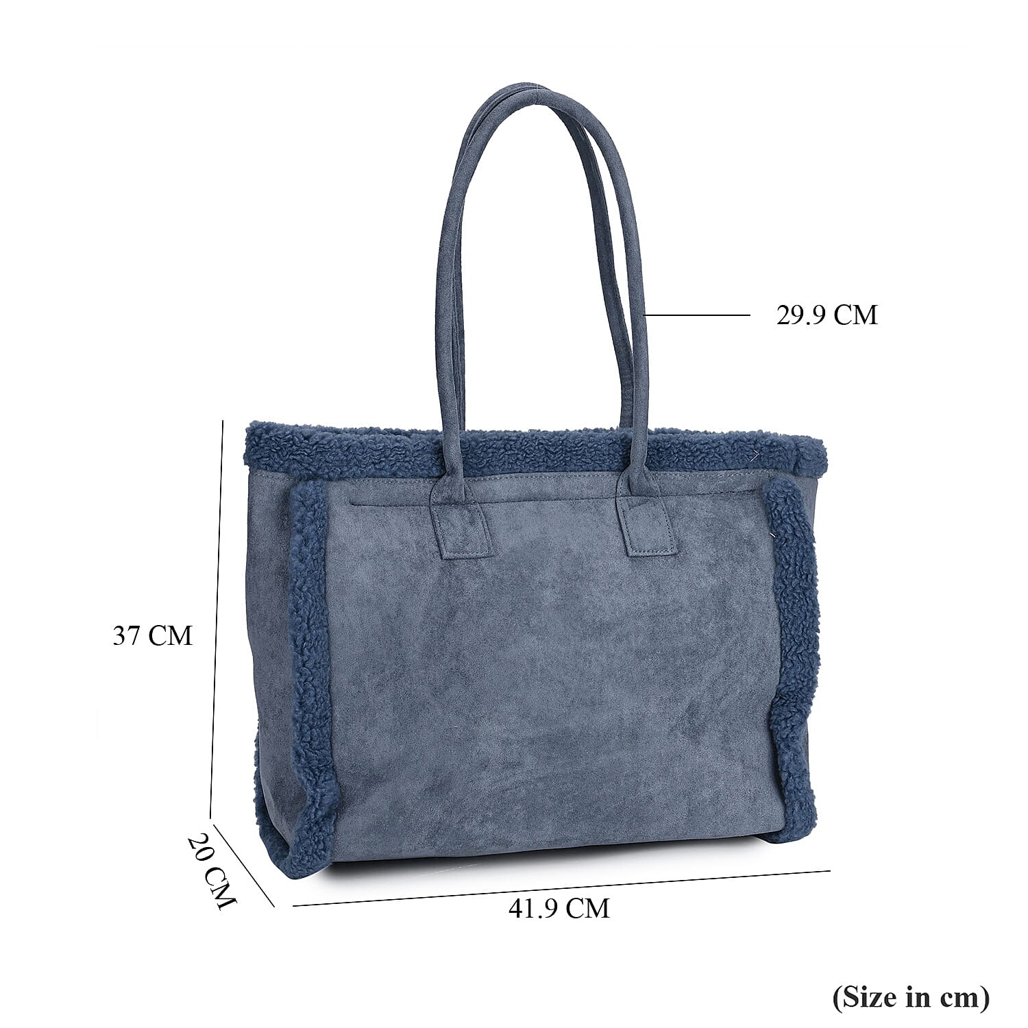 Winter Fashion Closeout - Faux Fur Plush LARGE Tote Bag - Blue