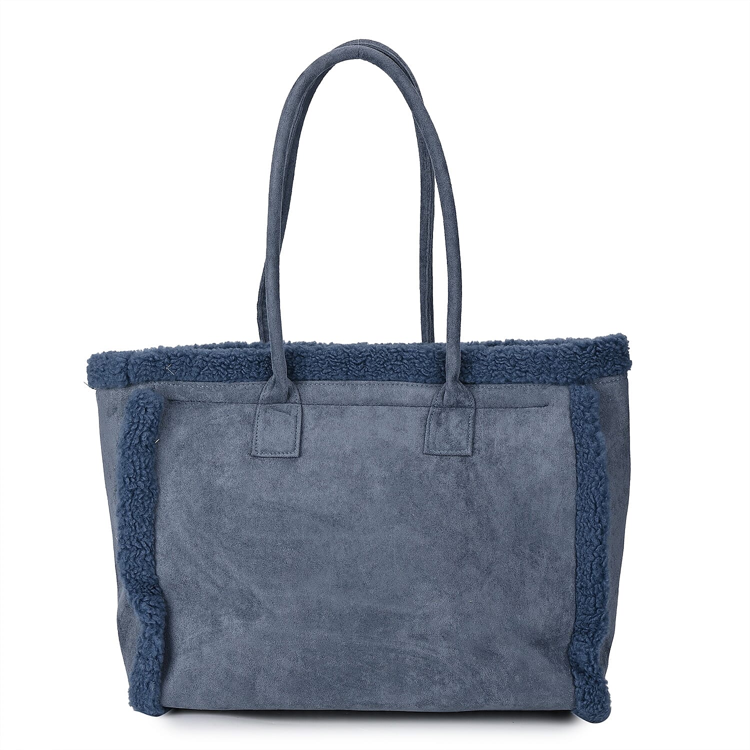 Winter Fashion Closeout - Faux Fur Plush LARGE Tote Bag - Blue