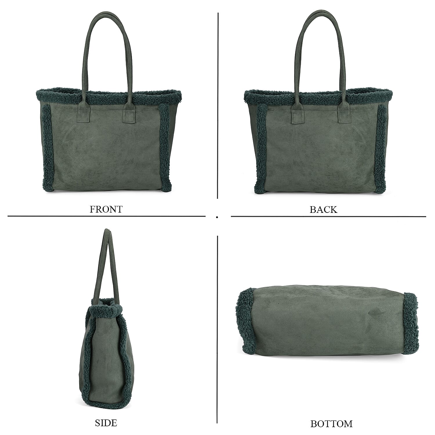 Winter Fashion Closeout - Faux Fur Plush LARGE Tote Bag- Green