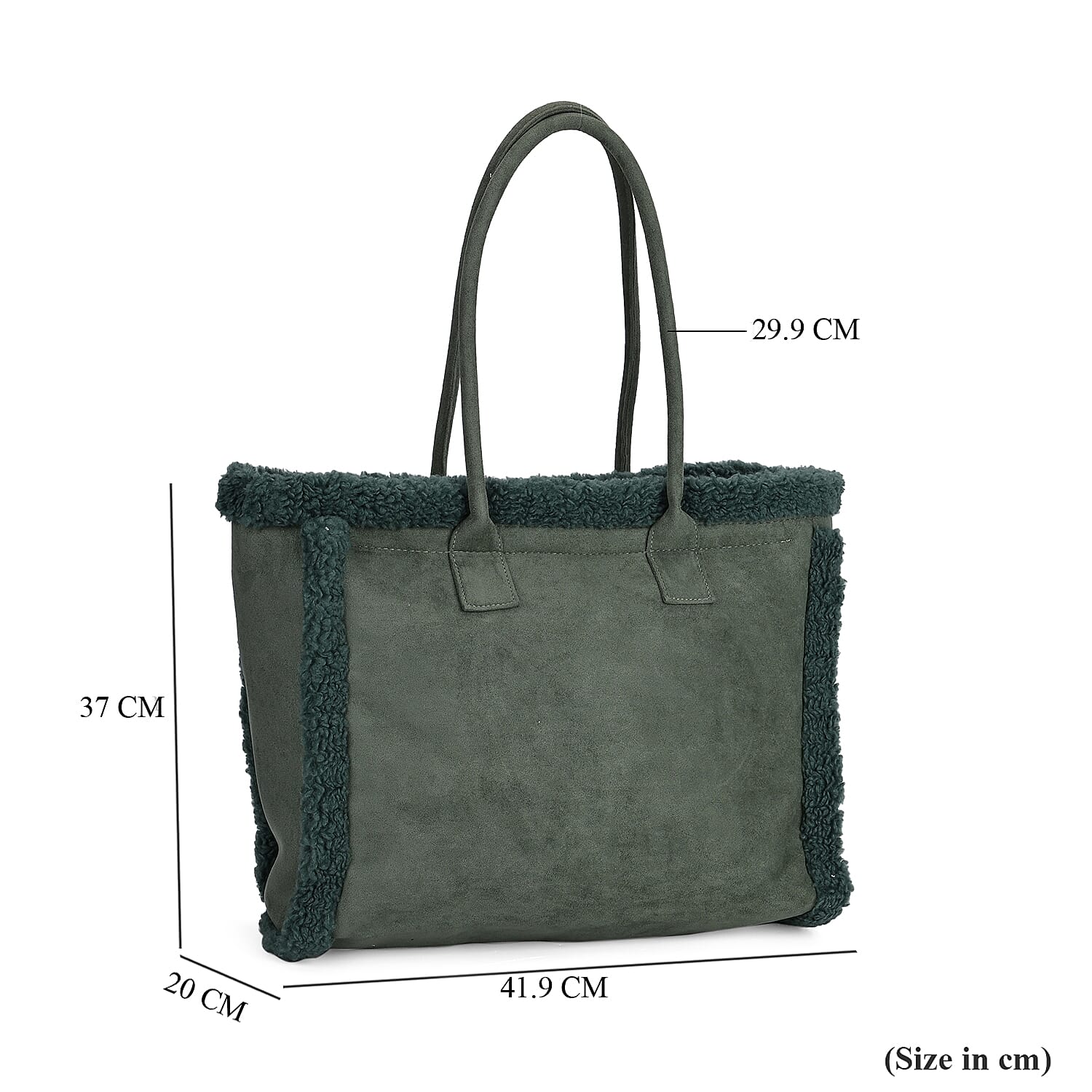 Winter Fashion Closeout - Faux Fur Plush LARGE Tote Bag- Green
