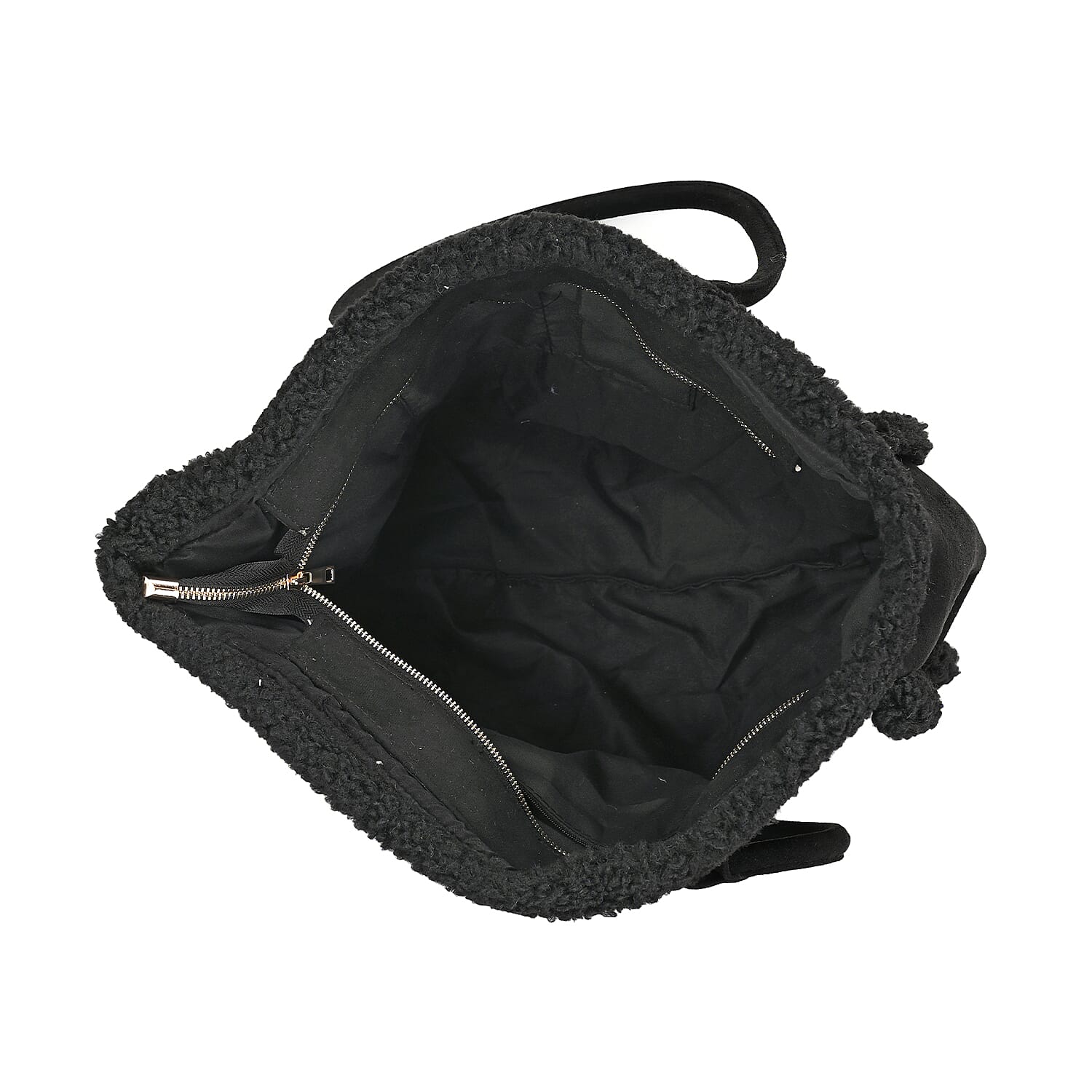 Winter Fashion Closeout - Faux Fur Plush LARGE Tote Bag - Black