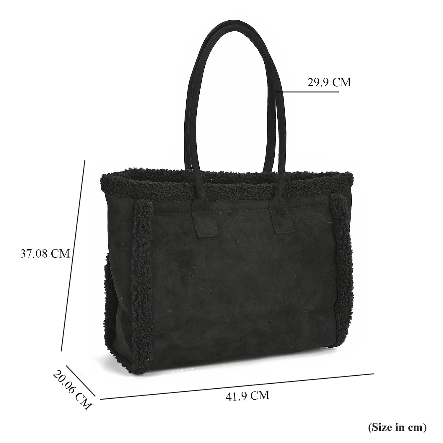 Winter Fashion Closeout - Faux Fur Plush LARGE Tote Bag - Black