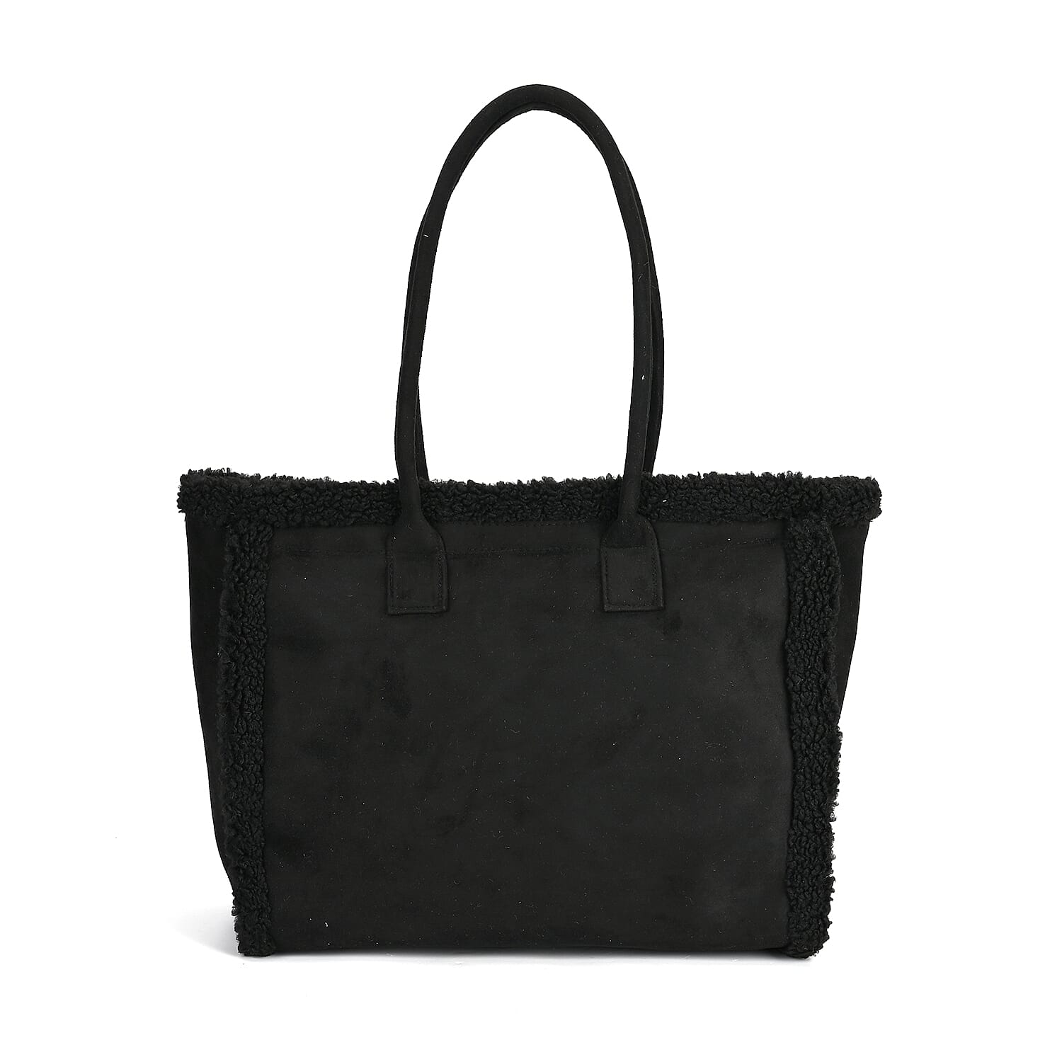 Winter Fashion Closeout - Faux Fur Plush LARGE Tote Bag - Black