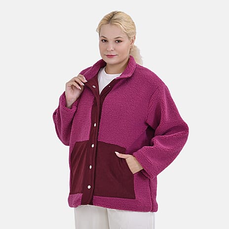 La Marey Corduroy Contrast Jacket (Size L, 16-18) - Purple - Red