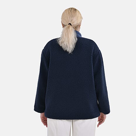 La Marey Corduroy Contrast Jacket with Pockets (Size 68x1 cm) - Blue