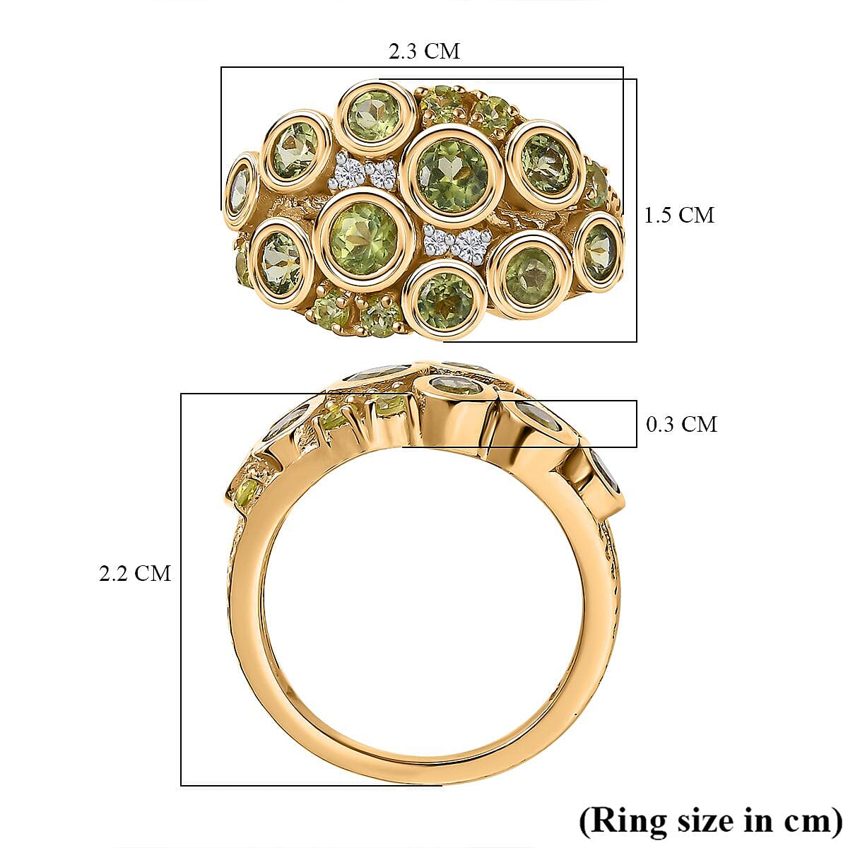 Inspired by Calla Lily - Natural Hebei Peridot & Natural Zircon Cluster Ring in 18K Vermeil Yellow Gold Plated Sterling Silver 2.30 Ct. Inspired by Calla Lily - Natural Hebei Peridot & Natural Zircon Cluster Ring in 18K Vermeil Yellow Gold Plated Sterling Silver 2.30 Ct.