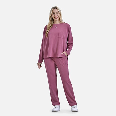 La marey Full-Sleeve with Round Neck Casual top (Size XL) - Pink