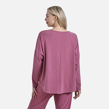 La marey Full-Sleeve with Round Neck Casual top (Size XL) - Pink