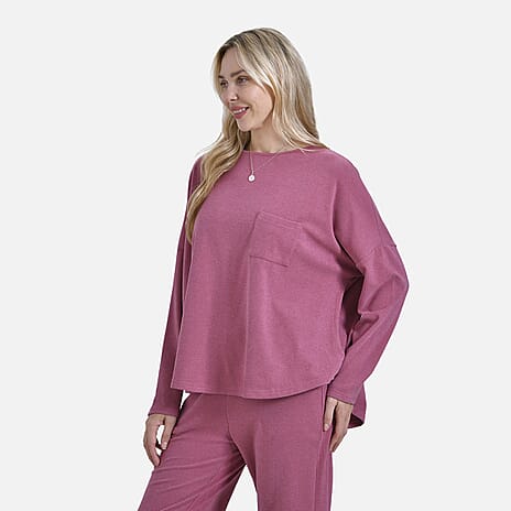 La marey Full-Sleeve with Round Neck Casual top (Size XL) - Pink