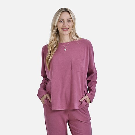La marey Full-Sleeve with Round Neck Casual top (Size XL) - Pink