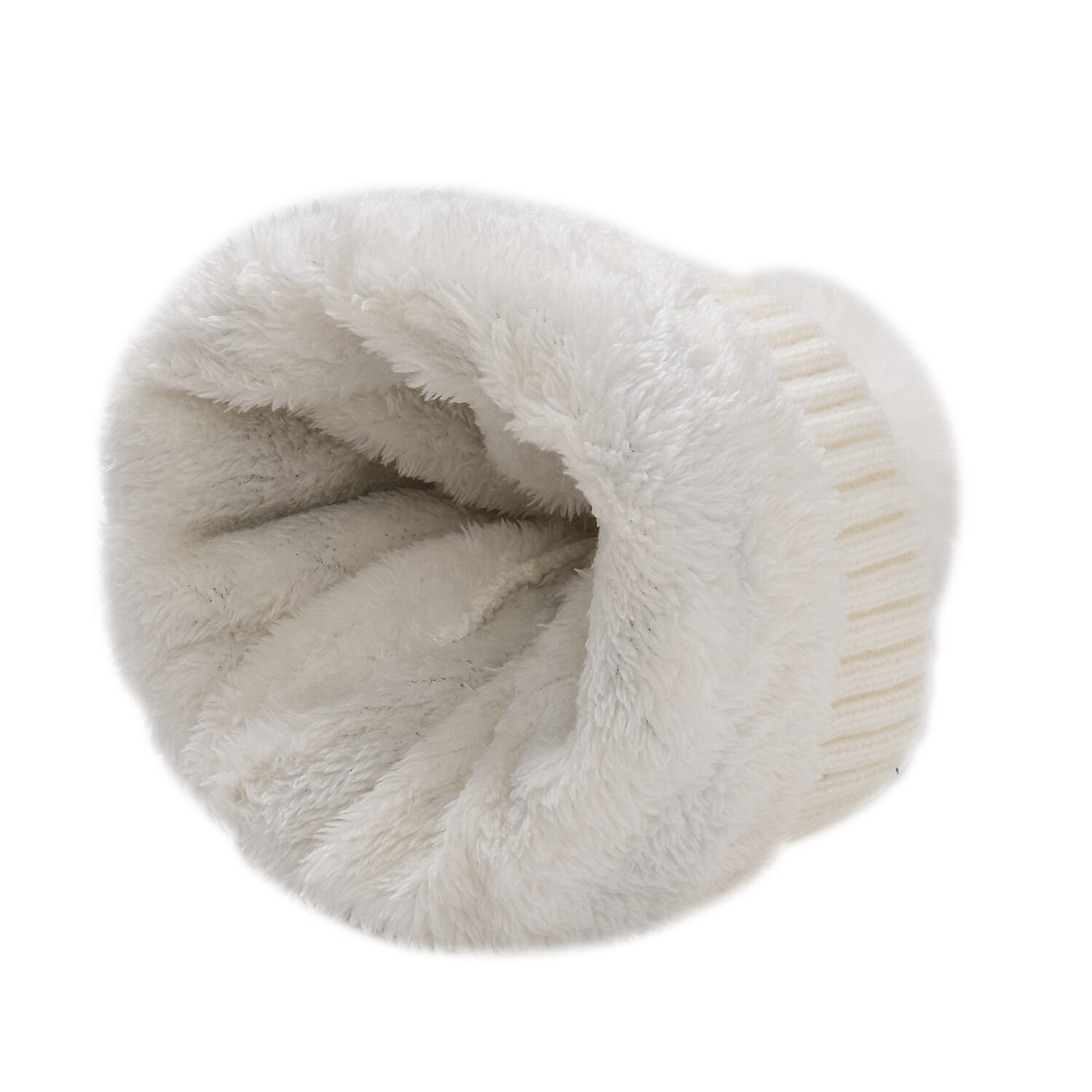   Plush Lined Pom Beanie Hat with Scarf Set