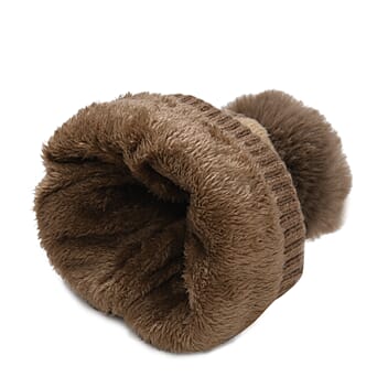 https://tjcuk.sirv.com/Products/78/4/7849934/Plush-Lined-Pom-Beanie-Hat-with-Scarf-Set-Brown_7849934_3.jpg?w=342&h=342