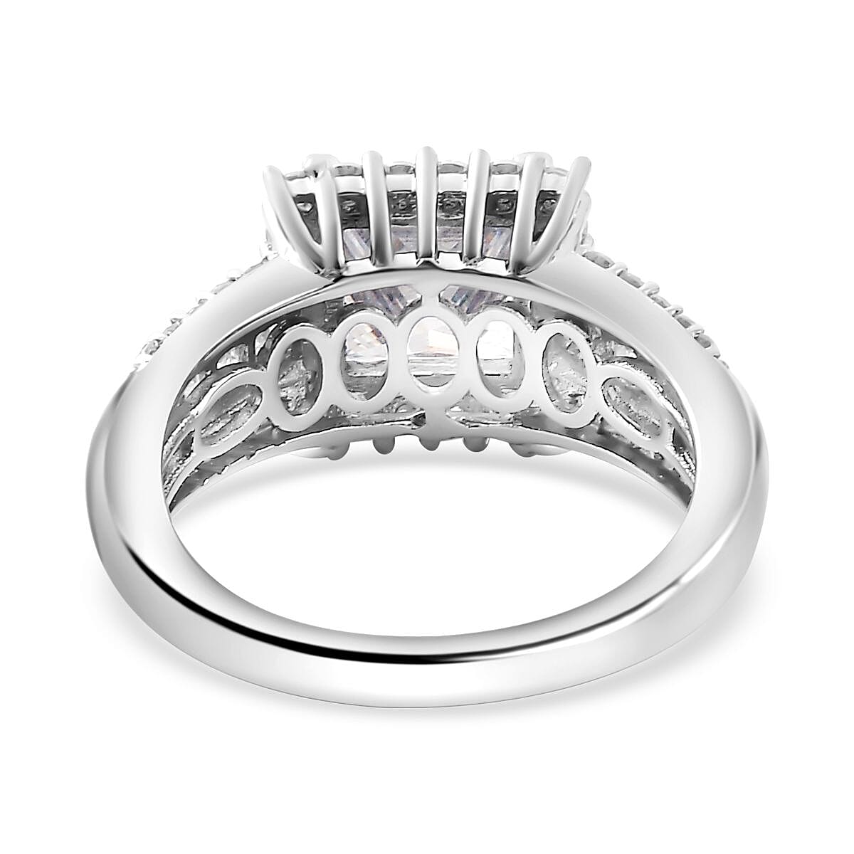 Brand New - Princess Cut Moissanite Ring in Rhodium Overlay Sterling Silver 2.80 Ct. Brand New - Princess Cut Moissanite Ring in Rhodium Overlay Sterling Silver 2.80 Ct.