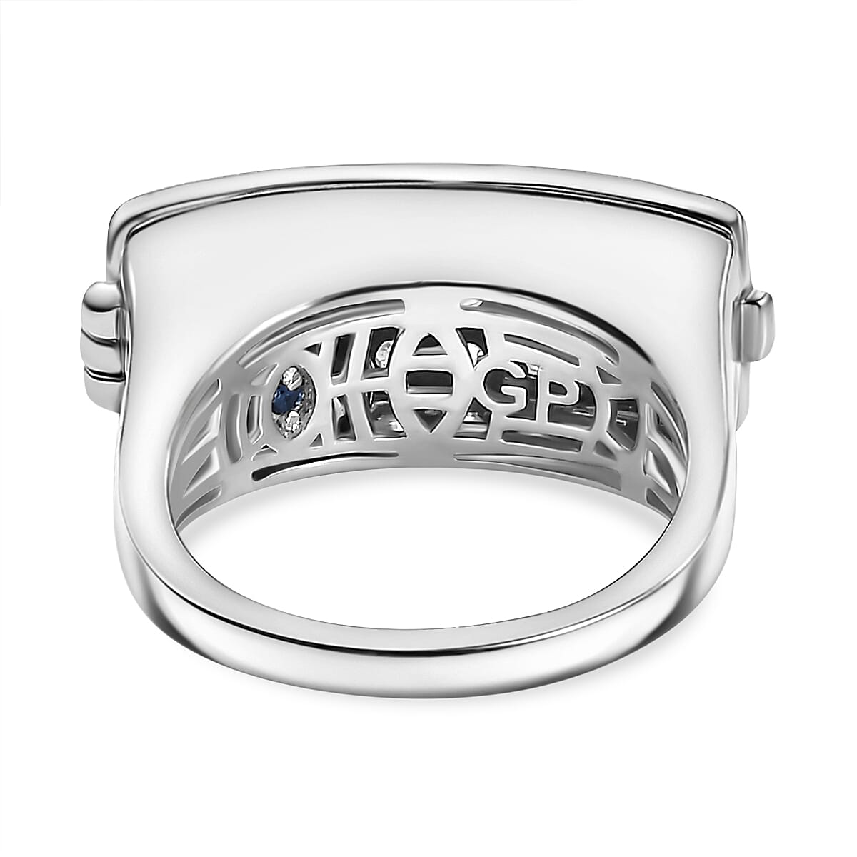 GP Art Deco Collection - Moissanite Signet Ring with Heart Ruby Pendant in Rhodium Overlay Sterling Silver 1.98 Ct. GP Art Deco Collection - Moissanite Signet Ring with Heart Ruby Pendant in Rhodium Overlay Sterling Silver 1.98 Ct.