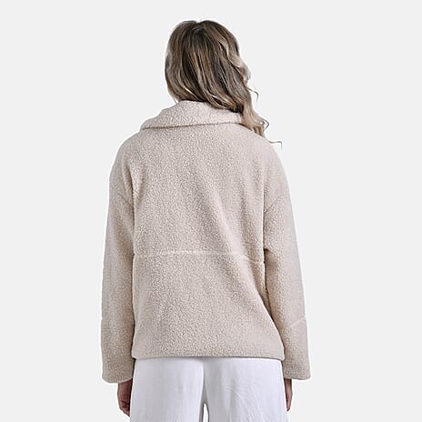 La Marey Plush Jacket with Pockets (Size 20 to 22) - Beige